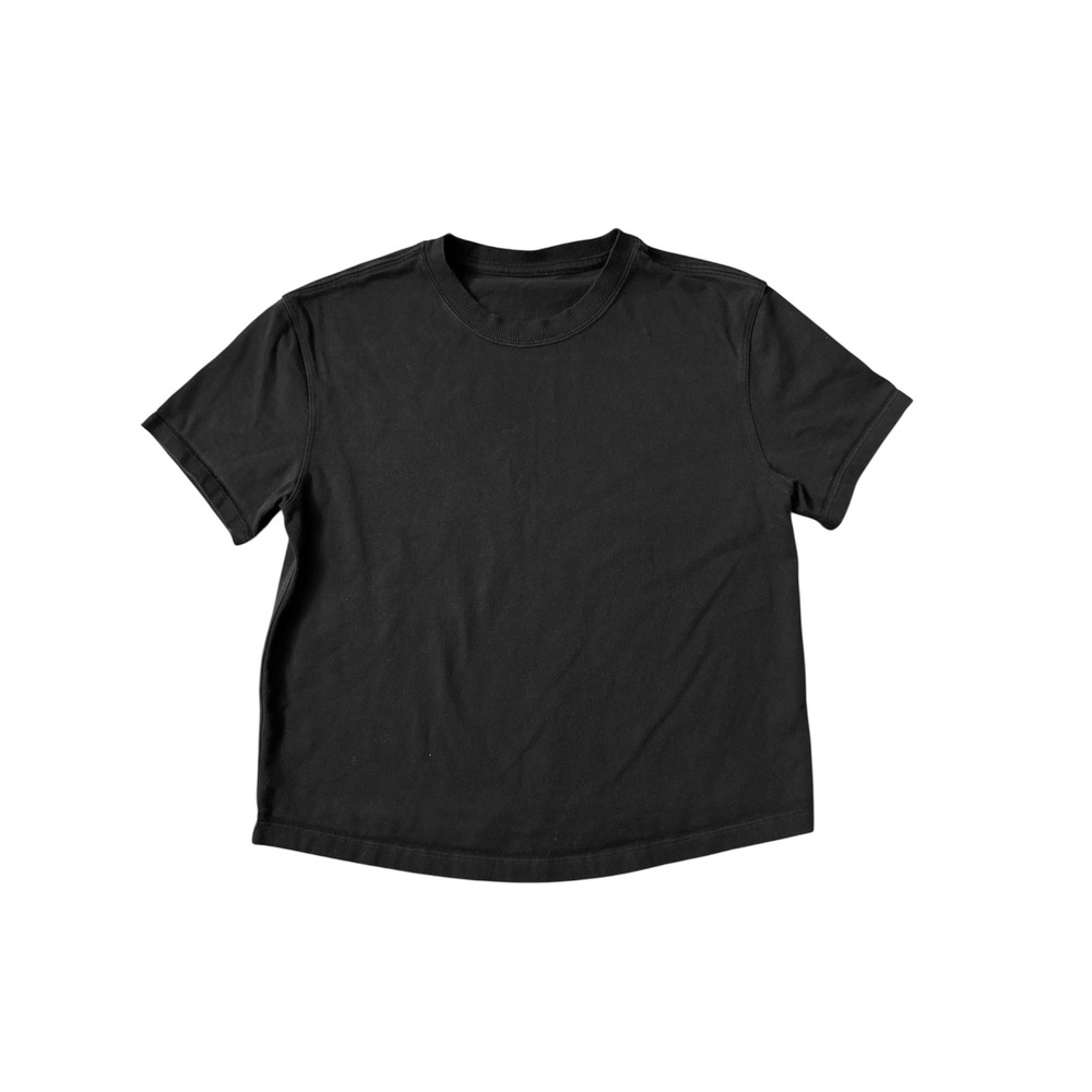 Lululemon Black Short Sleeve Cropped Crew Neck T-Shirt Womens Activewear